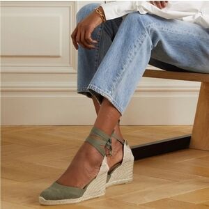 Castañer | Carina 9cm Jute Wedge Espadrille Sandal in Olive Size EU 39 US 8